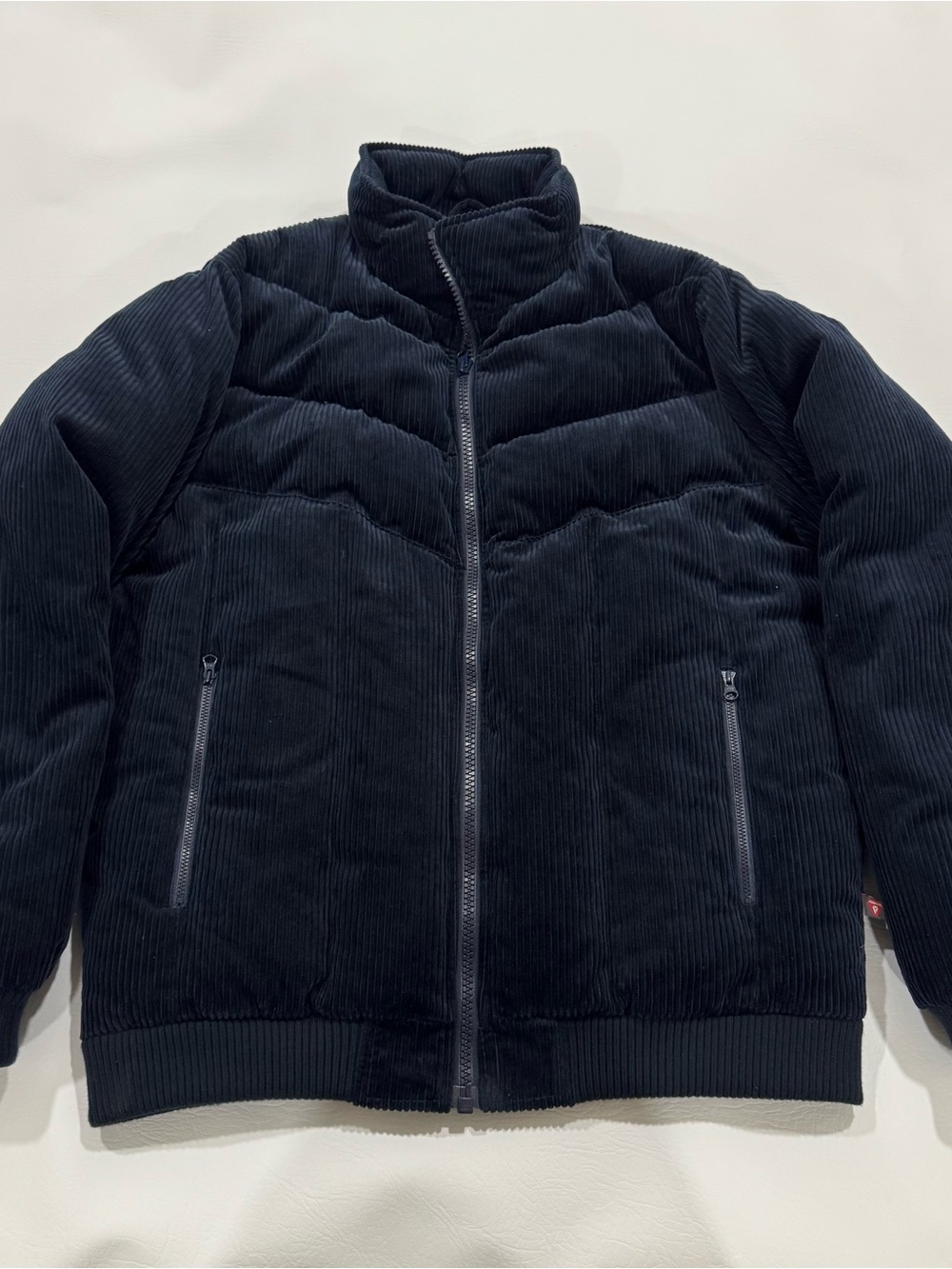 CB Sports x J Crew Men's Black Corduroy Puffer Jacket - Insulated Zip Front